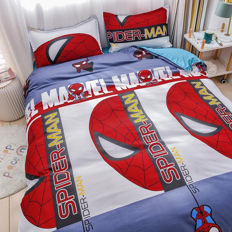 Bộ chăn ga gối Siêu anh hùng Siêu nhân người nhện Spider Man 100% Cotton Poly cao cấp - Hàng xuất khẩu