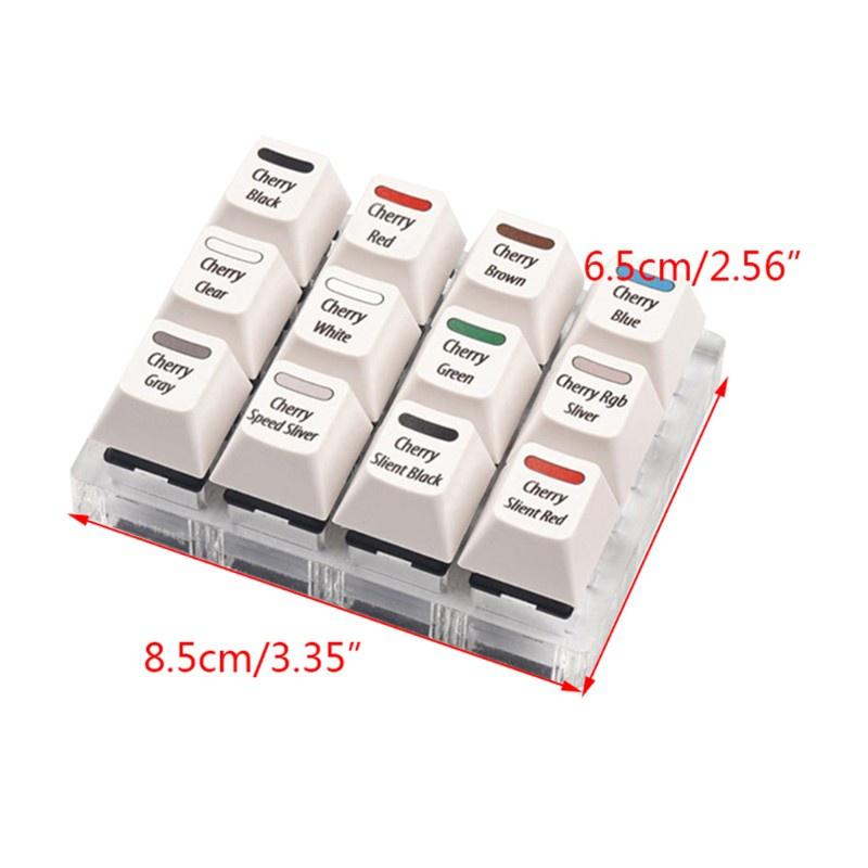 HSV White Keycaps Testing Tool Cherry 12 MX Switches Keyboard Tester Kit Clear Keycaps Sampler PCB Mechanical Keyboard