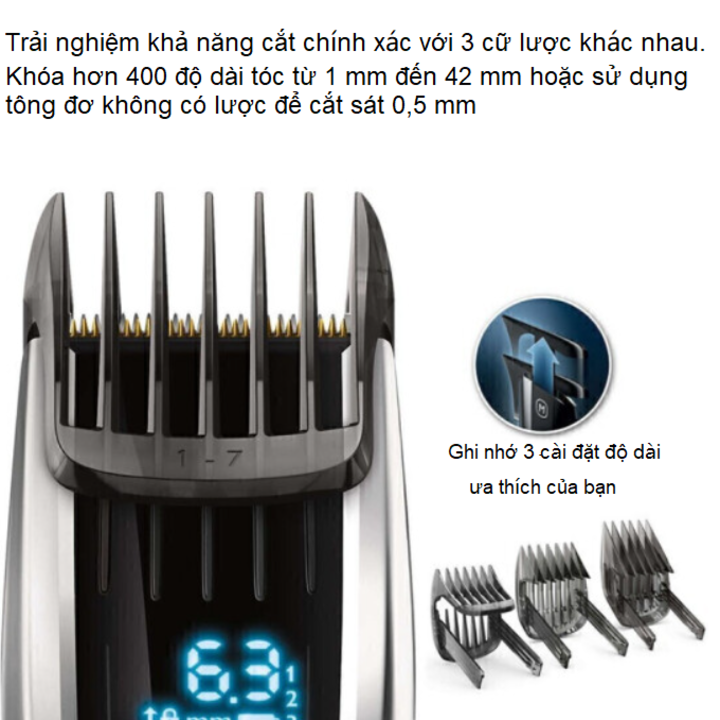 Tông đơ cắt tóc lưỡi Titanium cao cấp thương hiệu Philips HC9450/15 - Hàng Nhập Khẩu