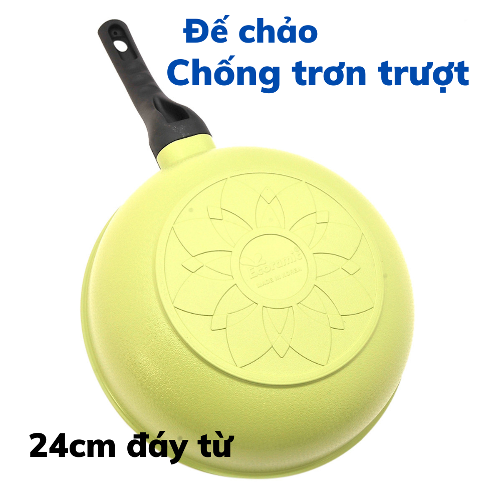 Chảo đá sâu lòng đáy từ 5 lớp siêu bền 24cm Ecoramic ECWKIH-ST24