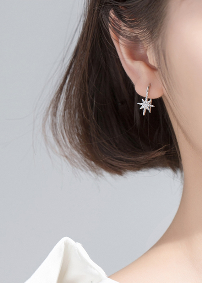 Bông Tai Nữ | Bông Tai Nữ Bạc S925 Ngôi Sao Tám Cánh B2490 - Bảo Ngọc Jewelry