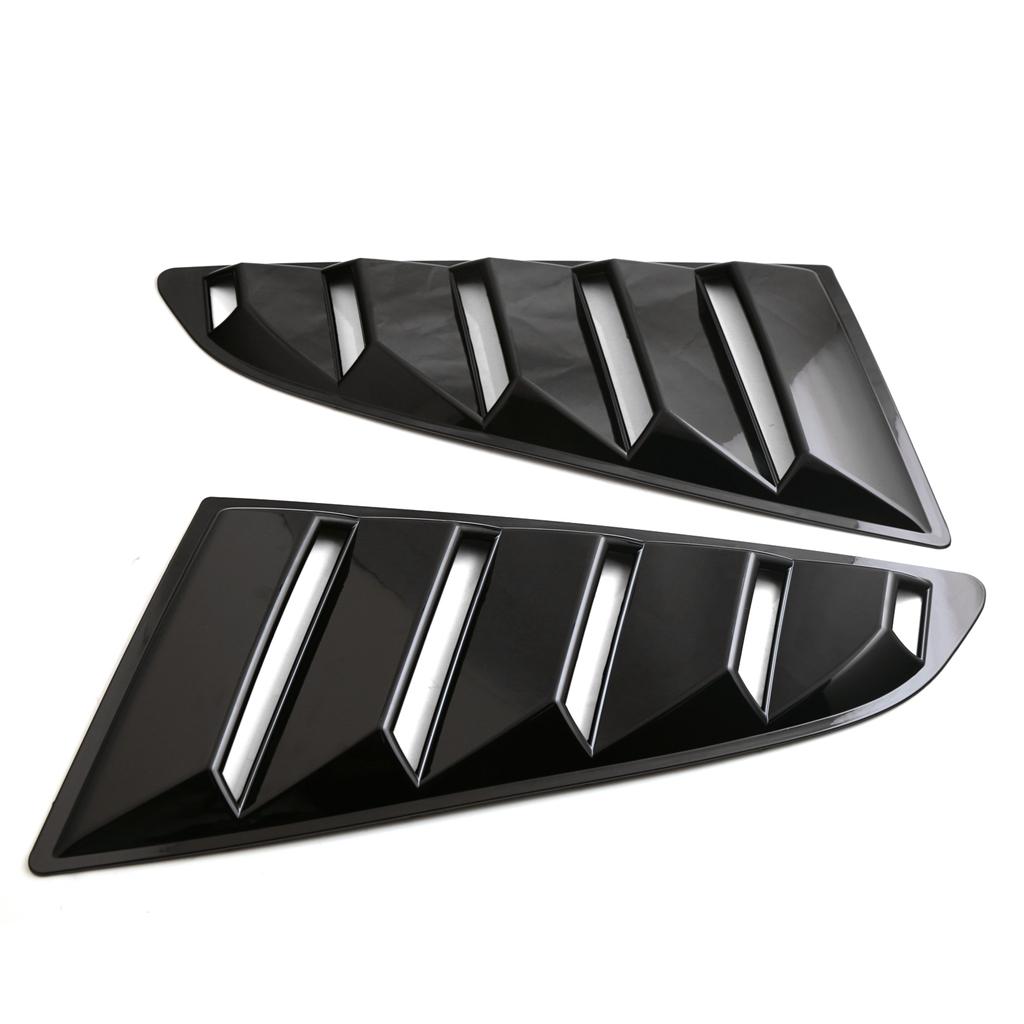 Pair Car Side Window Louver Cover 1/4 Scoop For Ford Mustang 2015-2017 Black