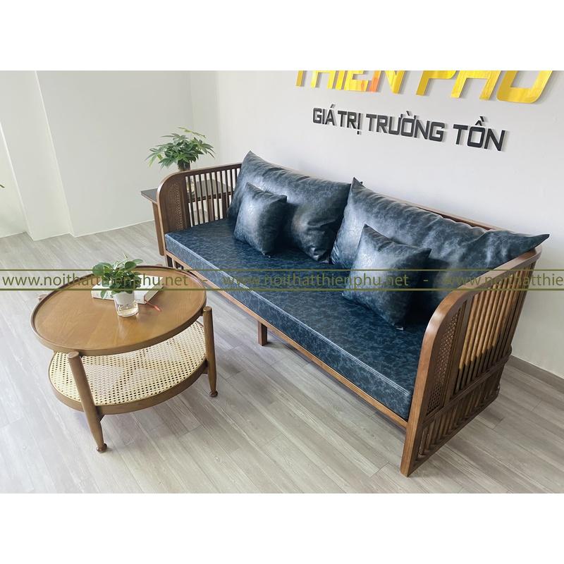 Bộ sofa gỗ Indochine kết hợp bàn trà Rustic