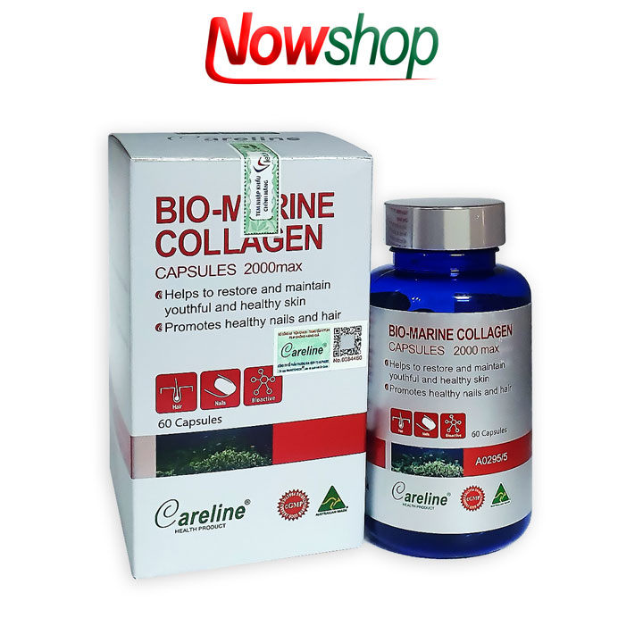 Viên uống đẹp da móng tóc Careline Bio-Marine Collagen capsules 2000max giảm nếp nhăn và sạm nám