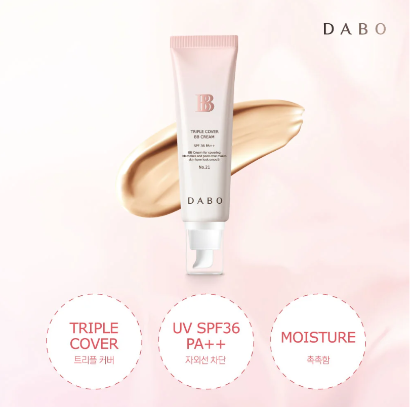KEM NỀN BB TRANG ĐIỂM PHỦ MỊN SIÊU ĐẸP HÀN QUỐC – DABO TRIPLE COVER BB CREAM 50ml