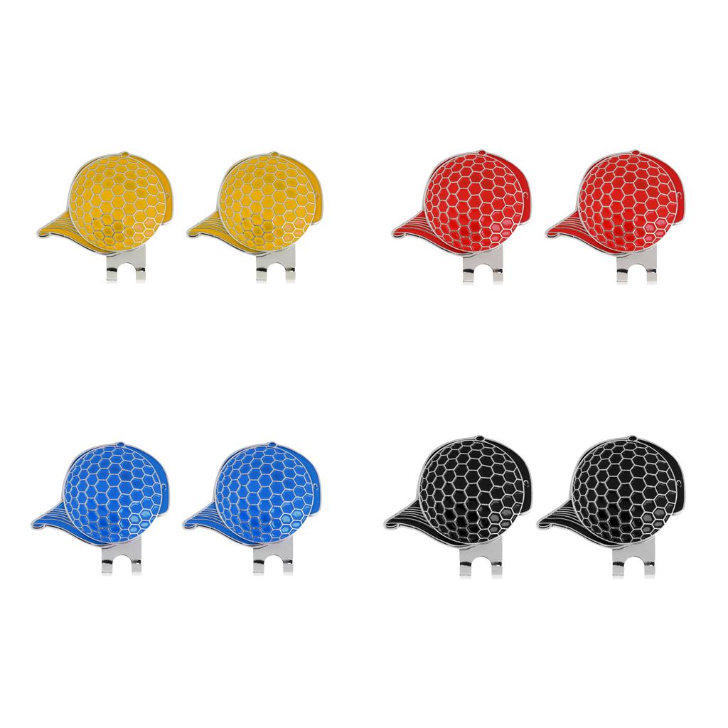 2 Sets of Fashion Cap Stainless Steel Golf Hat Clip Magnetic with Ball Marker