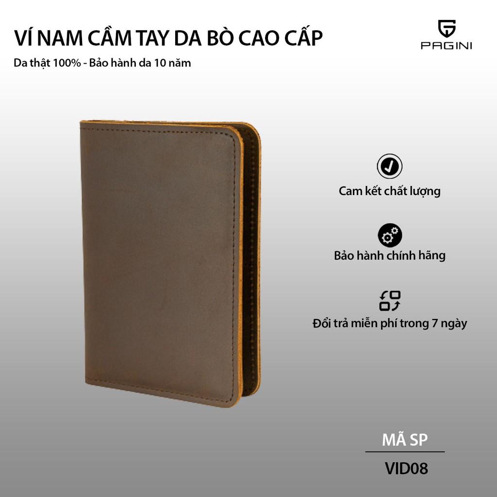 Ví Cầm Tay Nam Pagini VID08 Da Bò Cao Cấp, Phong Cách, Thiết Kế Đa Năng - Fullbox