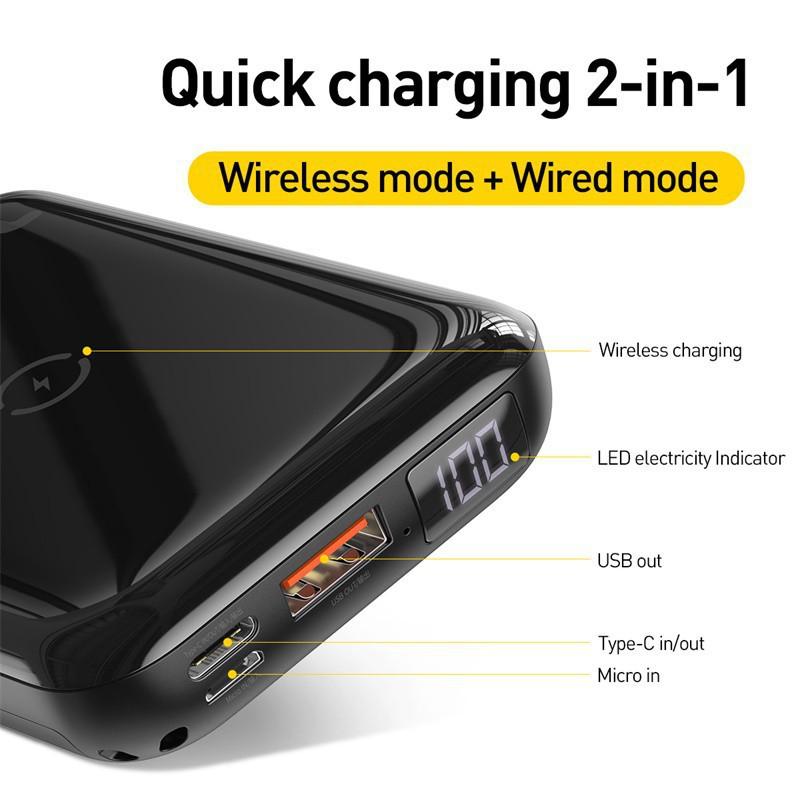 Pin dự phòng tích hợp sạc nhanh không dây Baseus Mini S Bracket Power Bank 10,000mAh -Hàng Chính Hãng