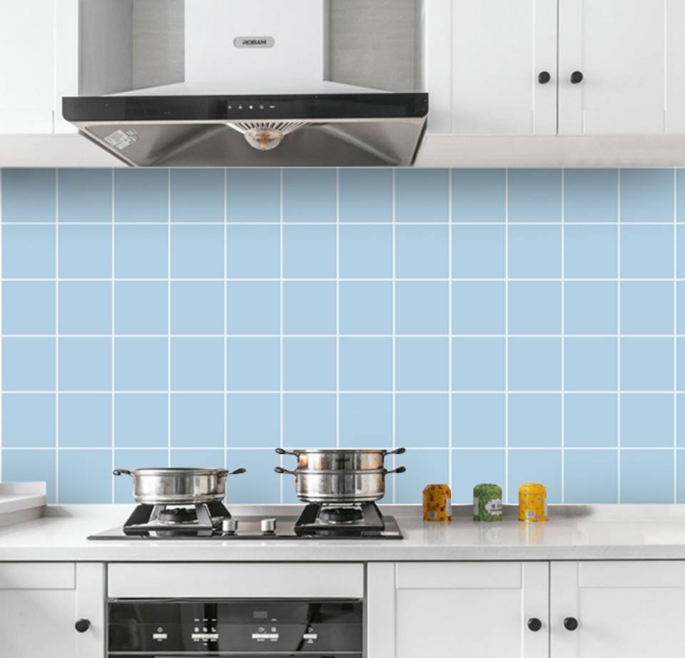 Combo 3 mét giấy dán bếp, decal dán bếp tráng nhôm Ô LỚN XANH khổ 60cm có keo sẵn