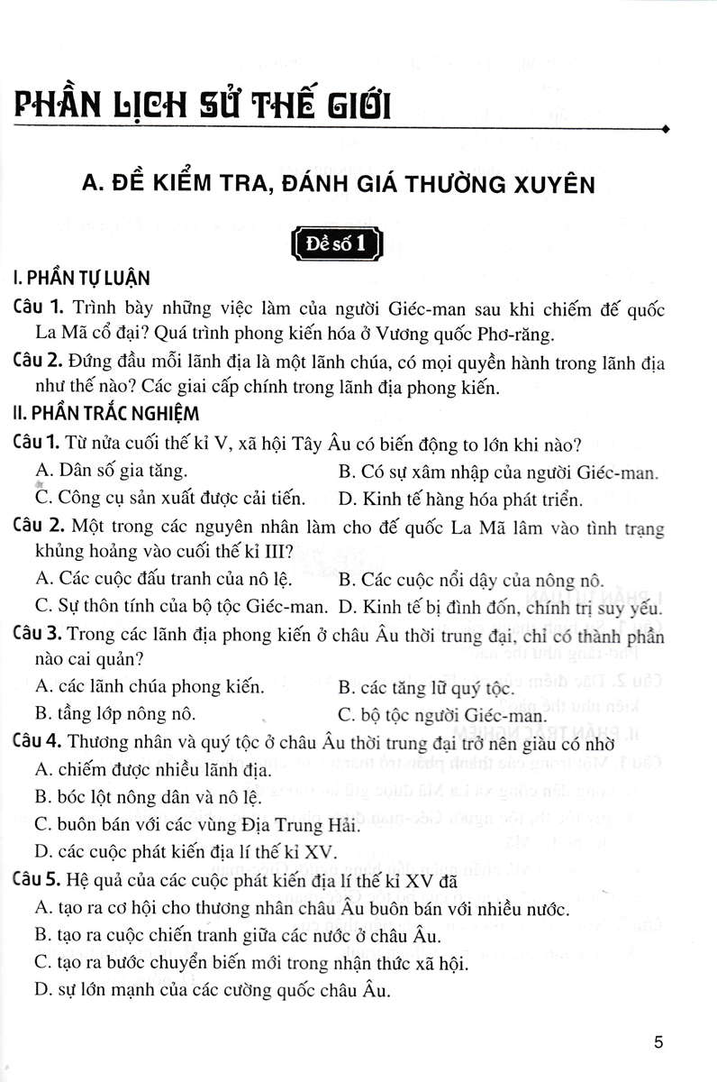 Đề Kiểm Tra Đánh Giá Lịch Sử Lớp 7 (Dùng Chung Cho Các Bộ SGK Hiện Hành)  - HA