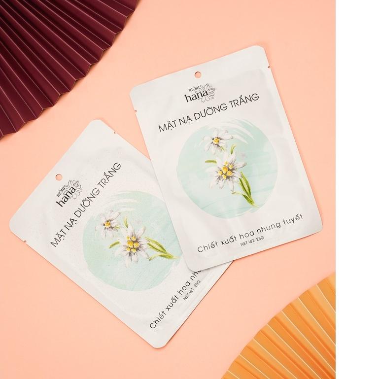 Mặt Nạ Giấy Dưỡng Trắng Mờ Thâm Mụn - Chiết Xuất Hoa Nhung Tuyết RIORI - Hộp 12 miếng