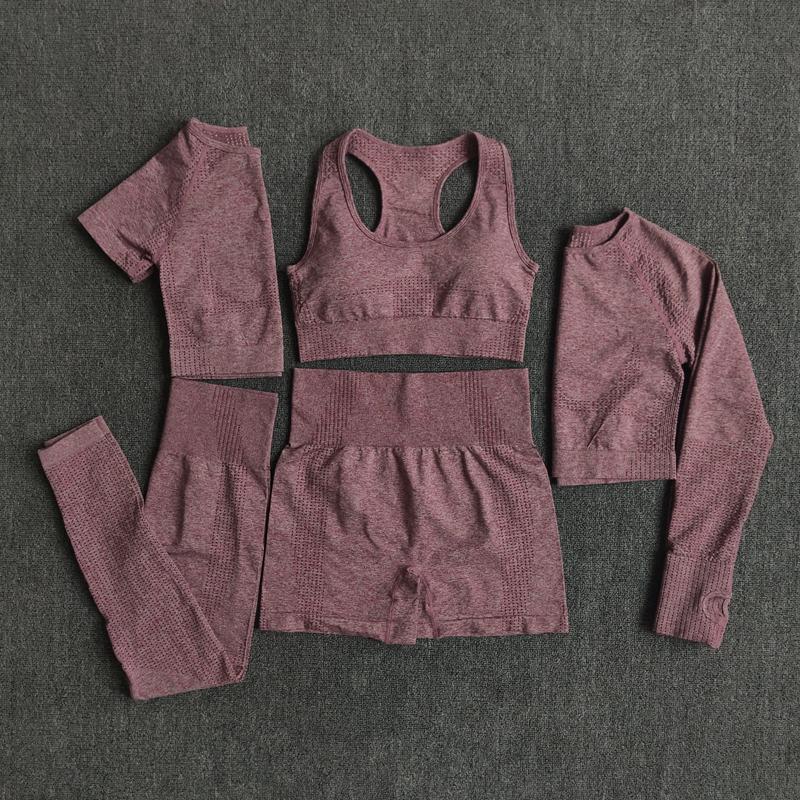2/3/5pcs Phụ nữ liền mạch Yoga tập luyện thể thao tập thể dục thể dục thể dục dài tay áo dài áo cổ cao Color: Blue Size: S