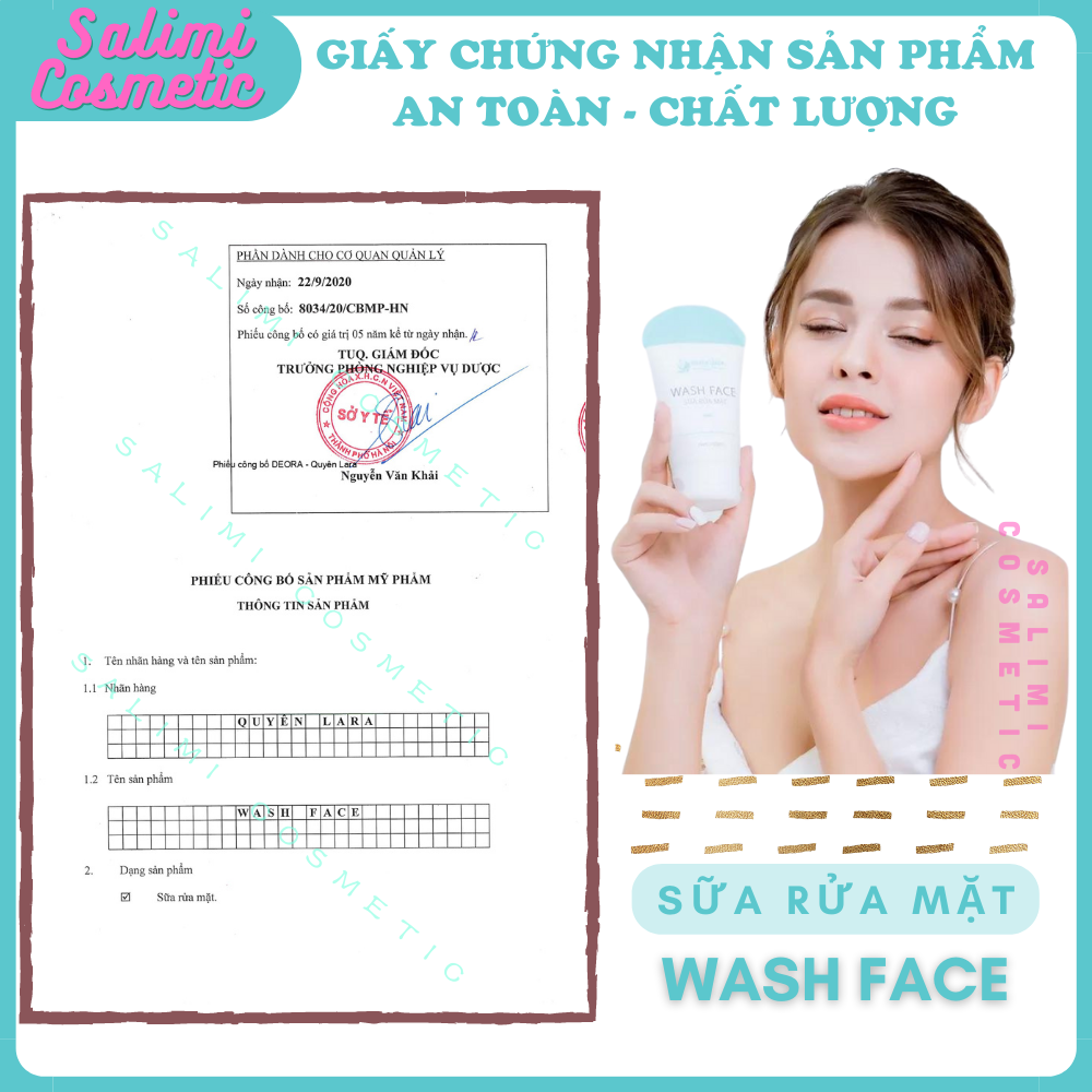 Sữa Rửa Mặt WASH FACE - Làm Sạch Da, Sạch Bụi Bẩn, Dầu Nhờn, Lớp Trang Điểm, Tế Bào Da Chết, Ngăn Ngừa Mụn, Duy Trì Độ Ẩm, Giúp Da Tươi Sáng Mịn Màng | Dung Tích 100ml