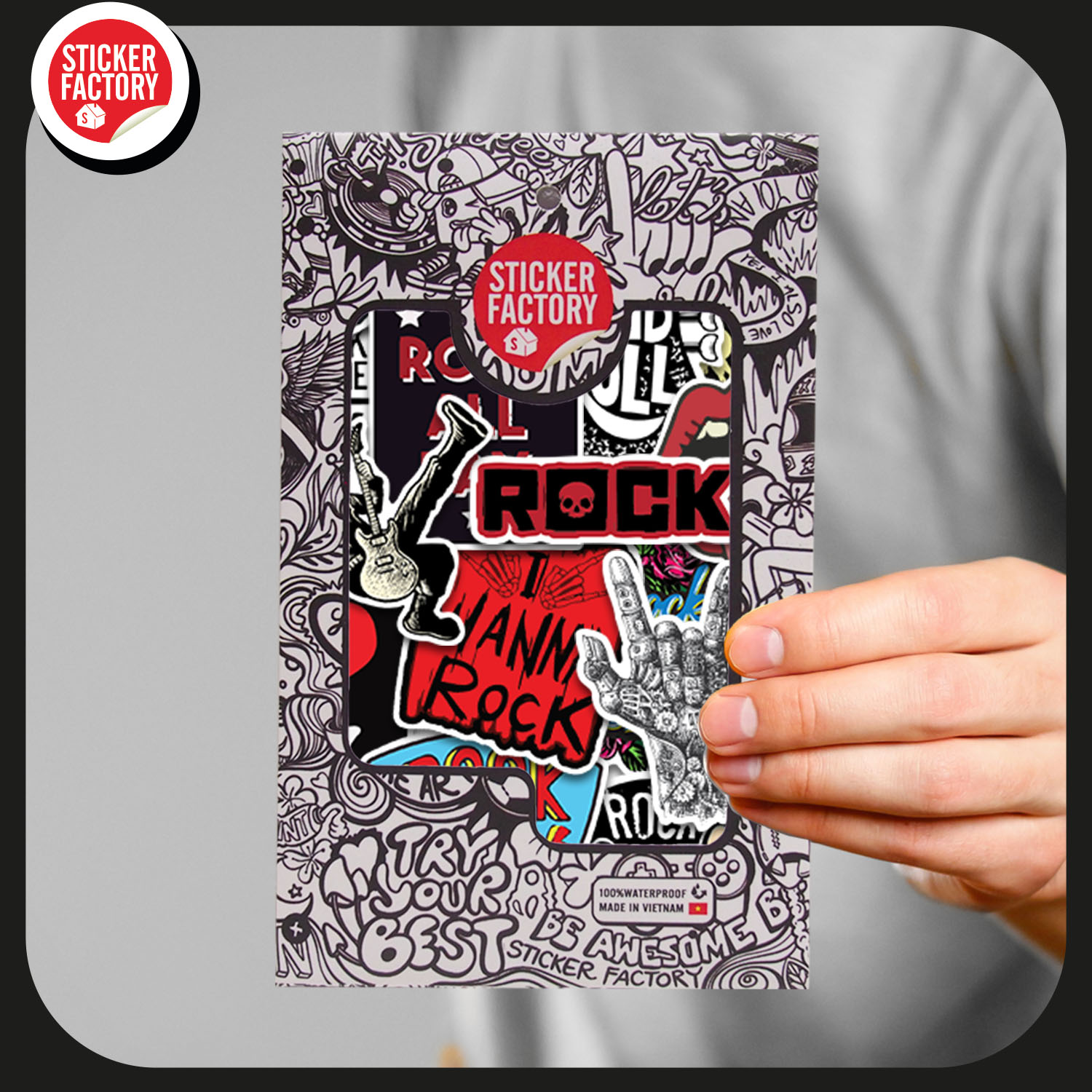 Hình ảnh Rock - Set 30 sticker decal hình dán nón bảo hiểm, laptop, xe máy, ô tô - STICKER FACTORY