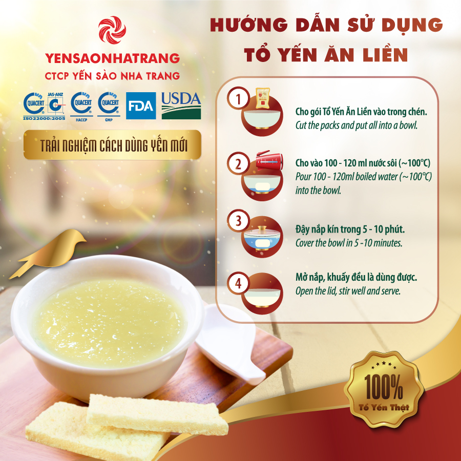 Set 6 Tổ Yến Ăn Liền Vị Hạt Sen &amp; Hạt Sen Táo Đỏ - Bộ Hộp Quà Yến Sào Nha Trang