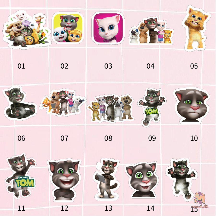 Miếng dán Stickers chủ đề My Talking Tom