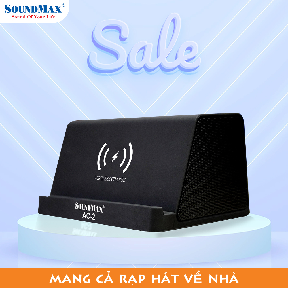 SoundMax Loa Bluetooth AC-2 Tích Hợp Sạc Không Dây Cho Điện Thoại Hỗ Trợ TF USB 128GB Công Suất 10W RMS | Bluetooth Speaker SoundMax AC2 With Wireless Charging - Hàng Chính Hãng