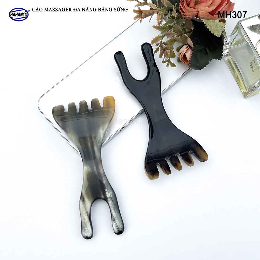 Cào Mát Xa Kinh Tuyến Đa Năng Bằng Sừng HAHANCO Thúc Đẩy Da Đầu Lưu Thông Máu - MH307