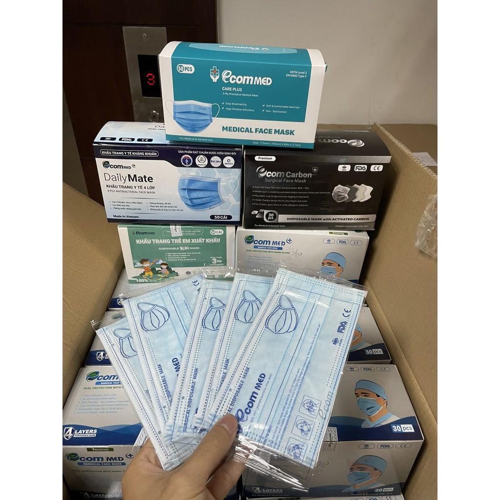 Khẩu Trang Y Tế 4 Lớp EcomMed Đóng gói Từng Chiếc Kháng Khuẩn 99%