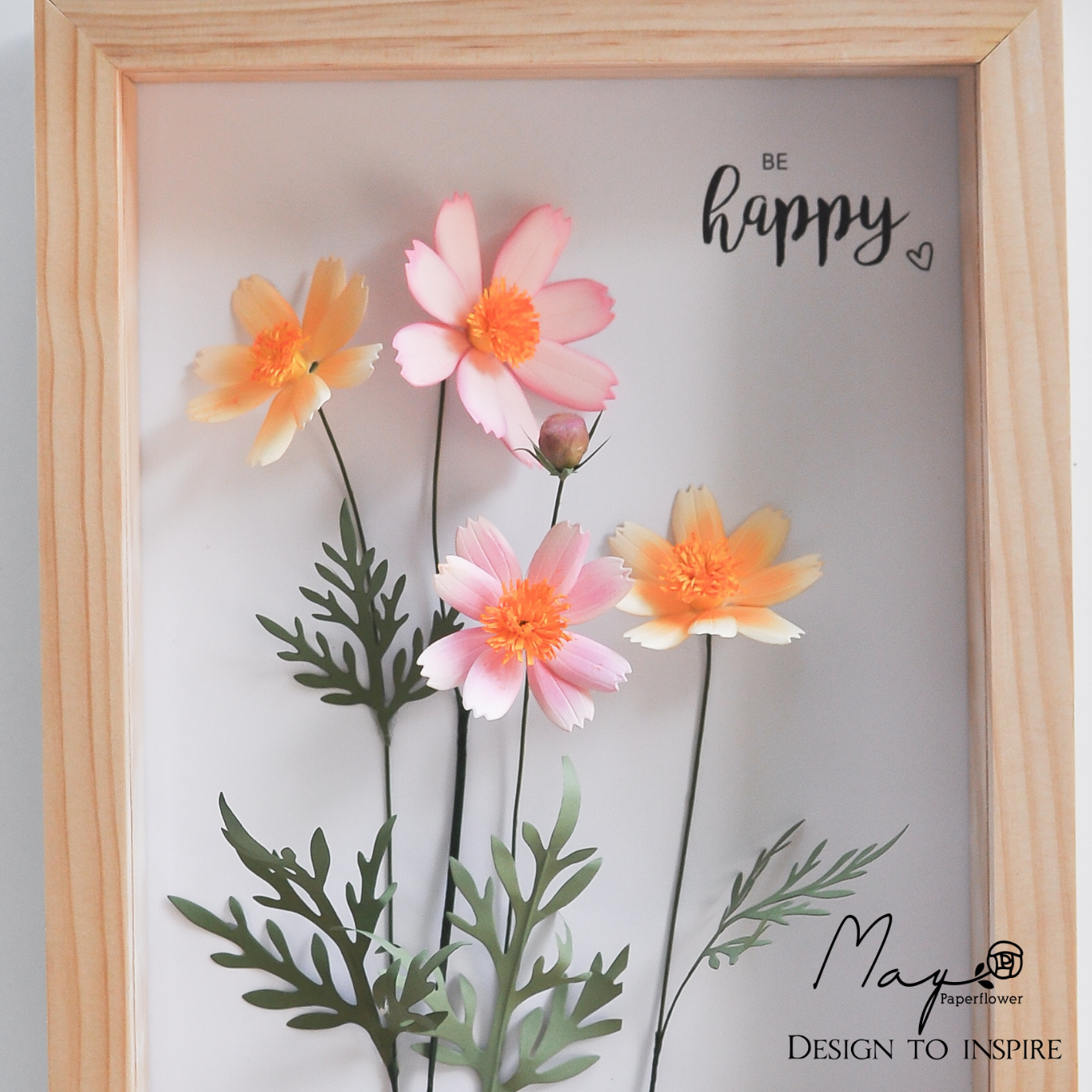 Tranh hoa giấy handmade trang trí cao cấp SIMPLICITY Hoa Sao Nhái 20x25cm - Maypaperflower Hoa giấy nghệ thuật