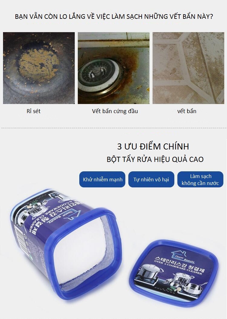 kem tẩy rửa đa năng nhà bếp oven cookware cleaner 500g kèm 02 móc dán treo 3