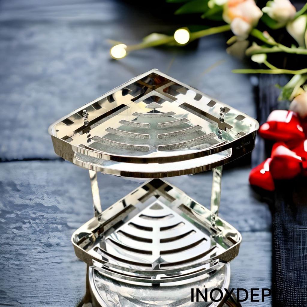 Kệ góc nhà tắm nhà vệ sinh đựng xà bông 25x25 100%inox 304 chống rỉ sét chống ăn mòn chịu nước và nhiẹt độ bền cao