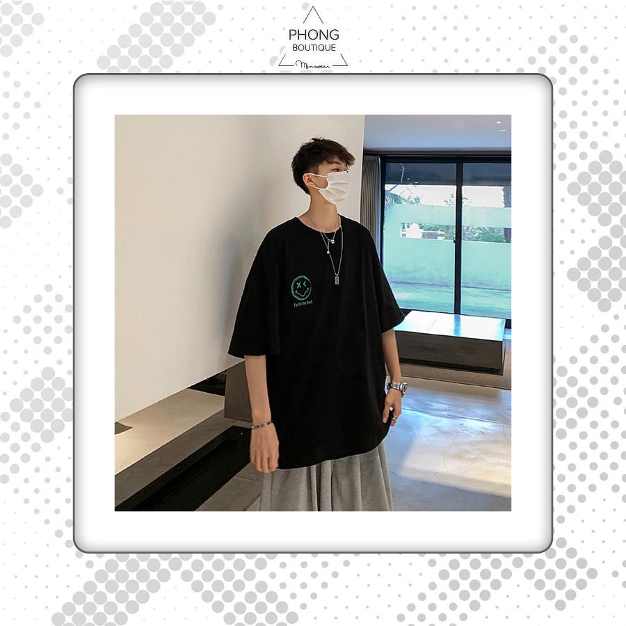 Áo thun Unisex Phong Boutique Mặt Cười VR phông tay lỡ nam nữ form rộng Oversize 3 màu
