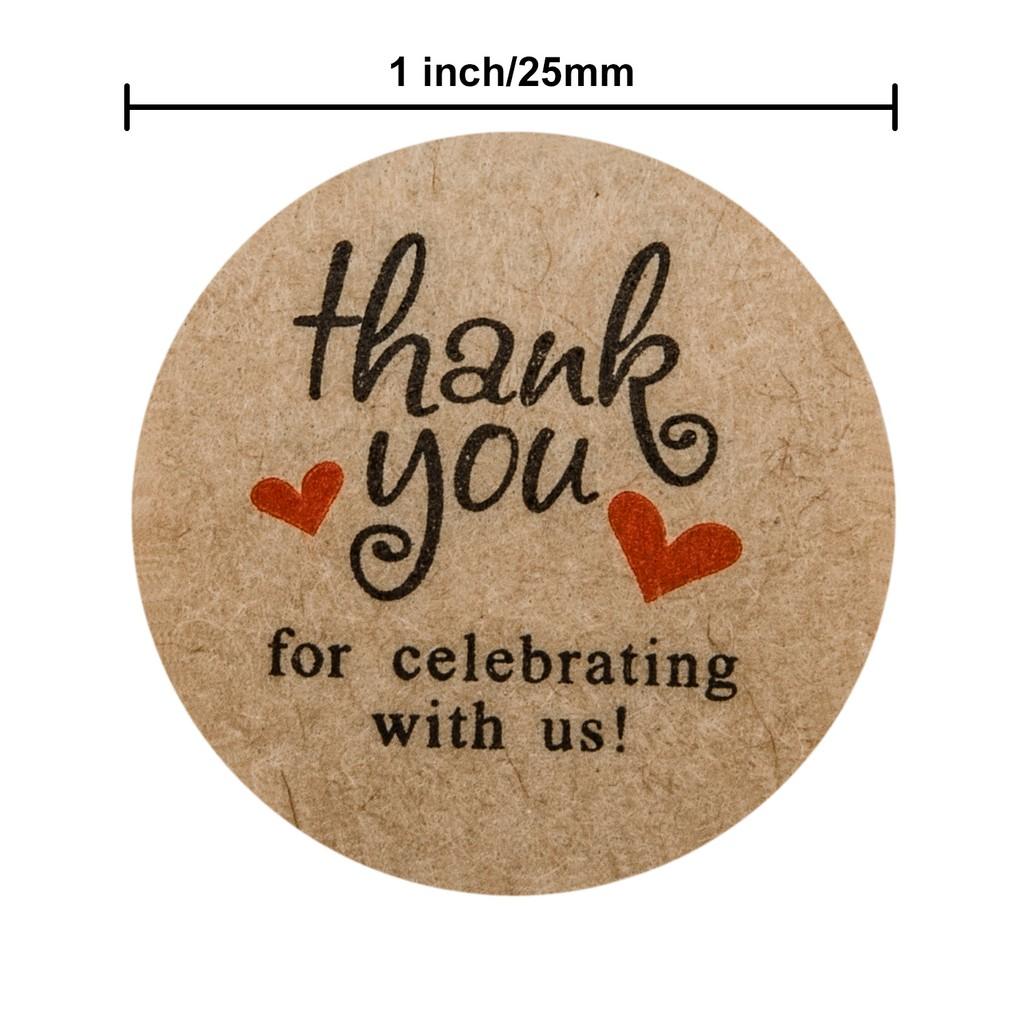 Cuộn 500 tem Sticker Thank you in Màu Tự Dính - Tem cảm ơn khách hàng