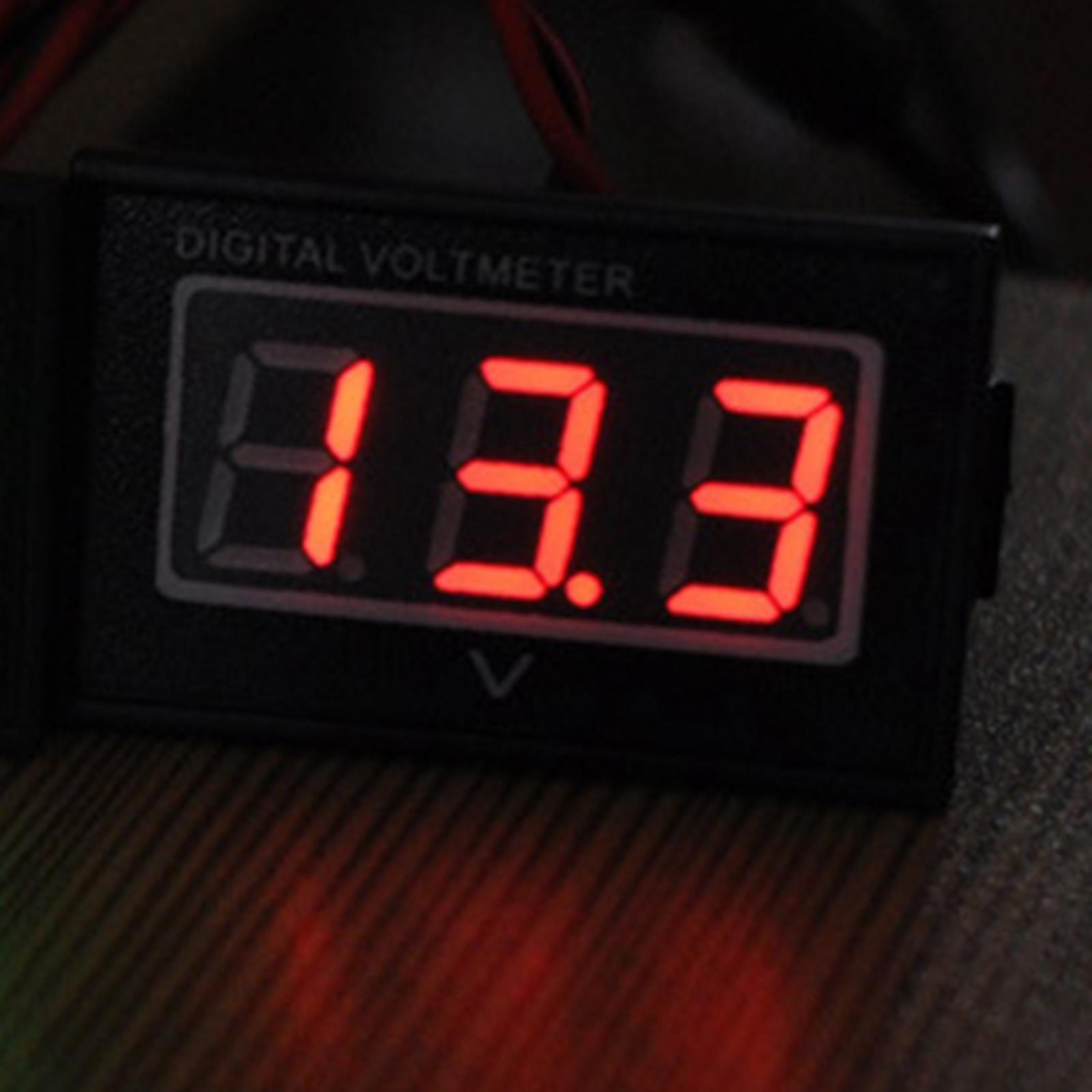 Digital Voltmeter Waterproof DC2.5-30V Voltage Meter Small Voltage Panel Meter for Car Vehicle