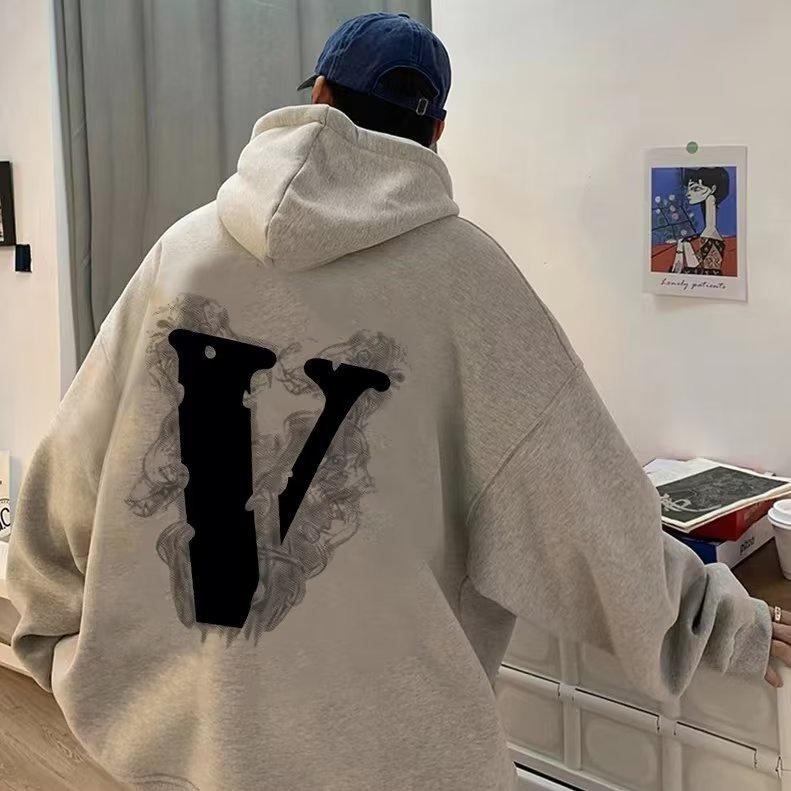 Áo Hoodie Cỡ Lớn In Chữ V Có 2 Màu Sắc Chọn Lựa Phong Cách Hàn Quốc Cho Nam Size M-5XL