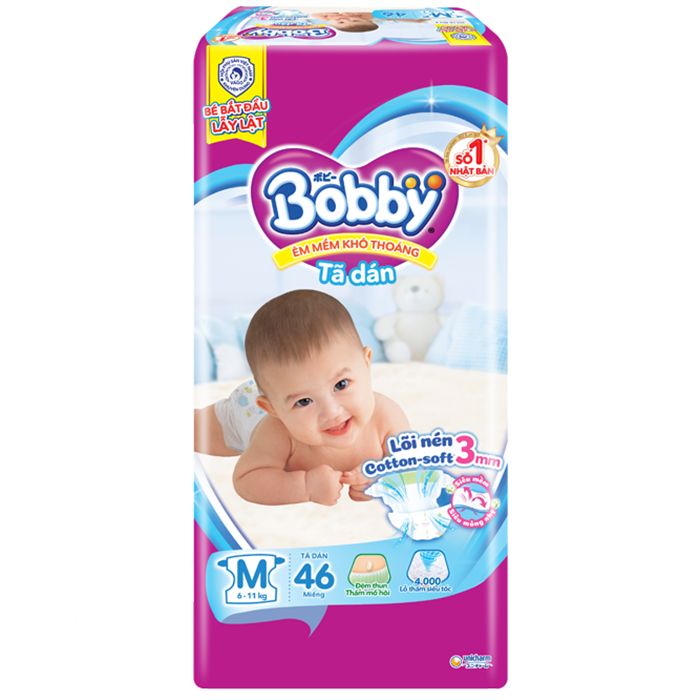 Tã dán êm mềm khô thoáng Bobby M46