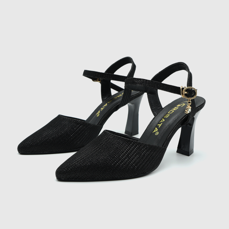 Giày sandal nữ cao gót đế cao 7 phân hàng hiệu rosata hai màu đen vàng cao cấp ro499