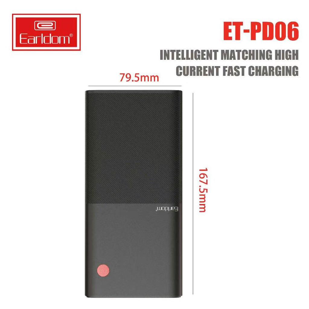 Bộ sạc dự phòng 30000mAh Earldom PD-06 Hỗ trợ sạc nhanh Hàng Chính Hãng