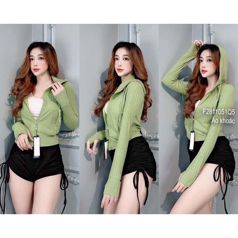 Áo Khoác Nữ Vải Thun Gân Lửng HOT. Áo Khoác Lửng Nữ Croptop Thun Gân 4 Túi