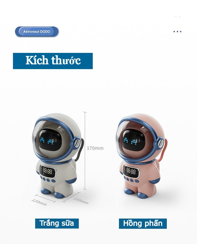 Loa Bluetooth Phi Hành Gia Đẹp mắt có đồng hồ báo thức tích hợp Astronaut AI DODO - âm thanh sống động