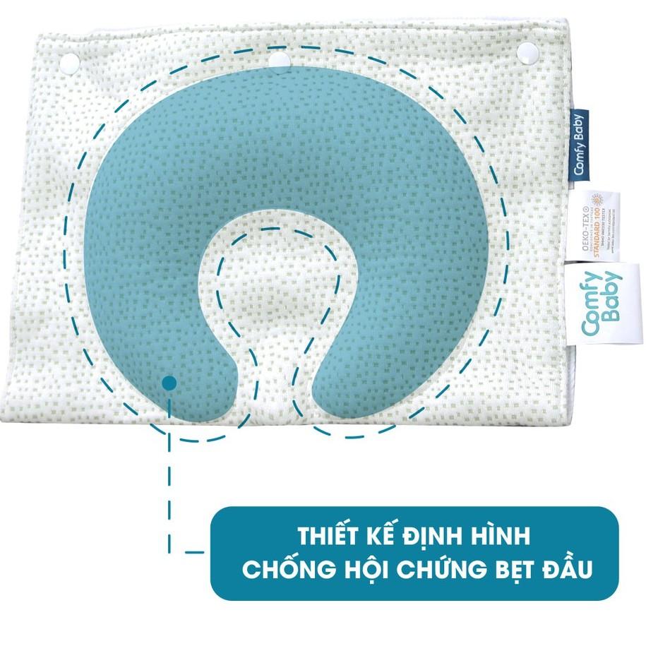 Gối lõm chống bẹt đầu cho bé sơ sinh kiêm kê tay cho bé bú - Air mesh siêu Bamboo siêu thoáng kháng khuẩn Comfybaby- N04