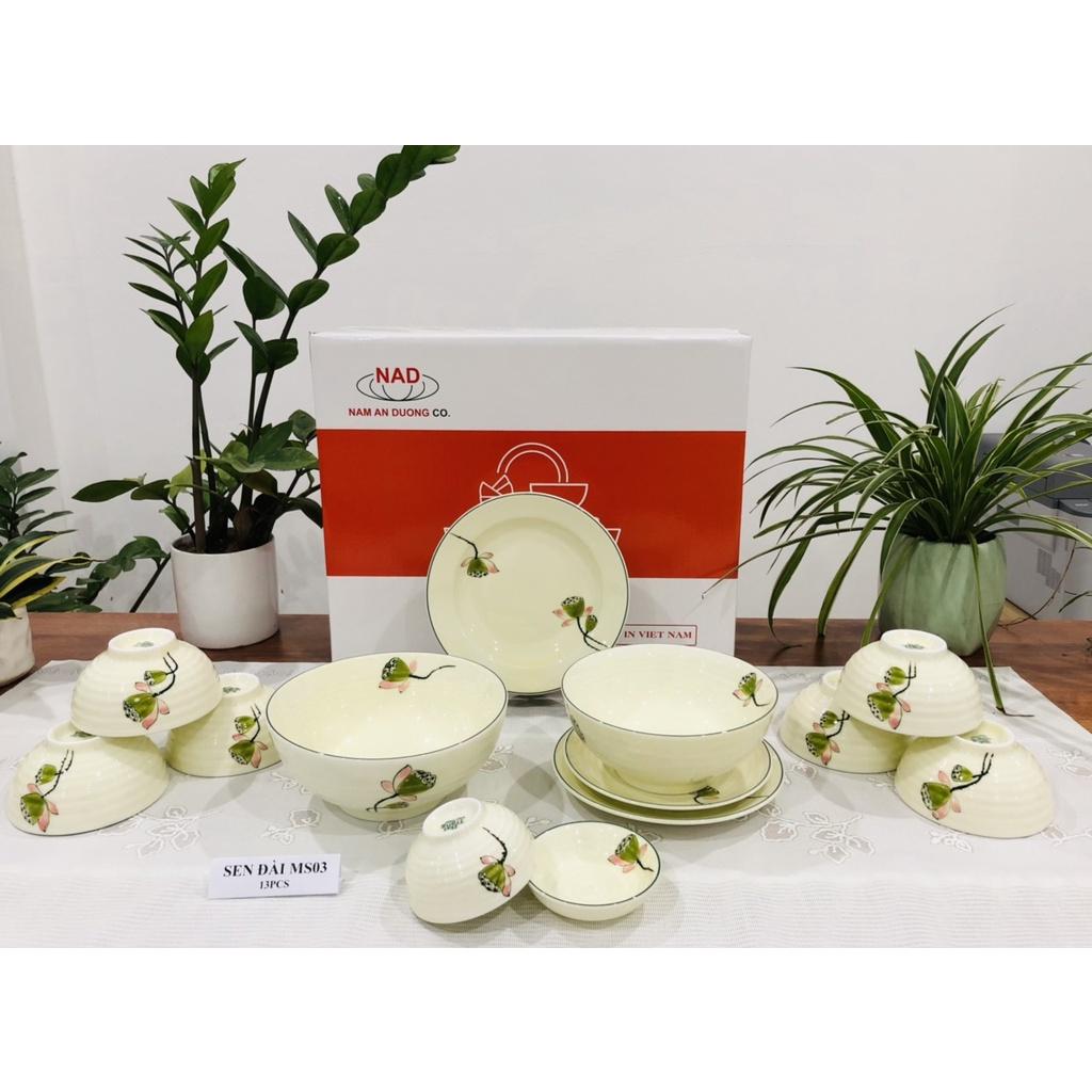 BỘ ĐỒ ĂN GỐM SỨ CAO CẤP BÁT TRÀNG - SEN ĐÀI
