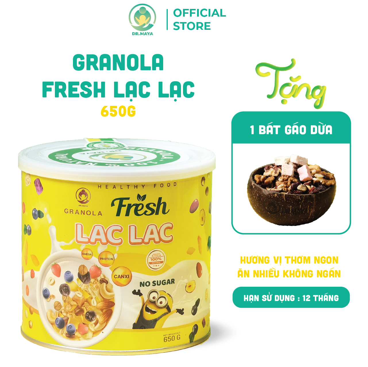 Granola Fresh Lạc Lạc Siêu Hạt Tươi 650g Hạt To Ăn Giòn Tươi Ngon Hỗ Trợ Giảm Cân và Ăn Kiêng