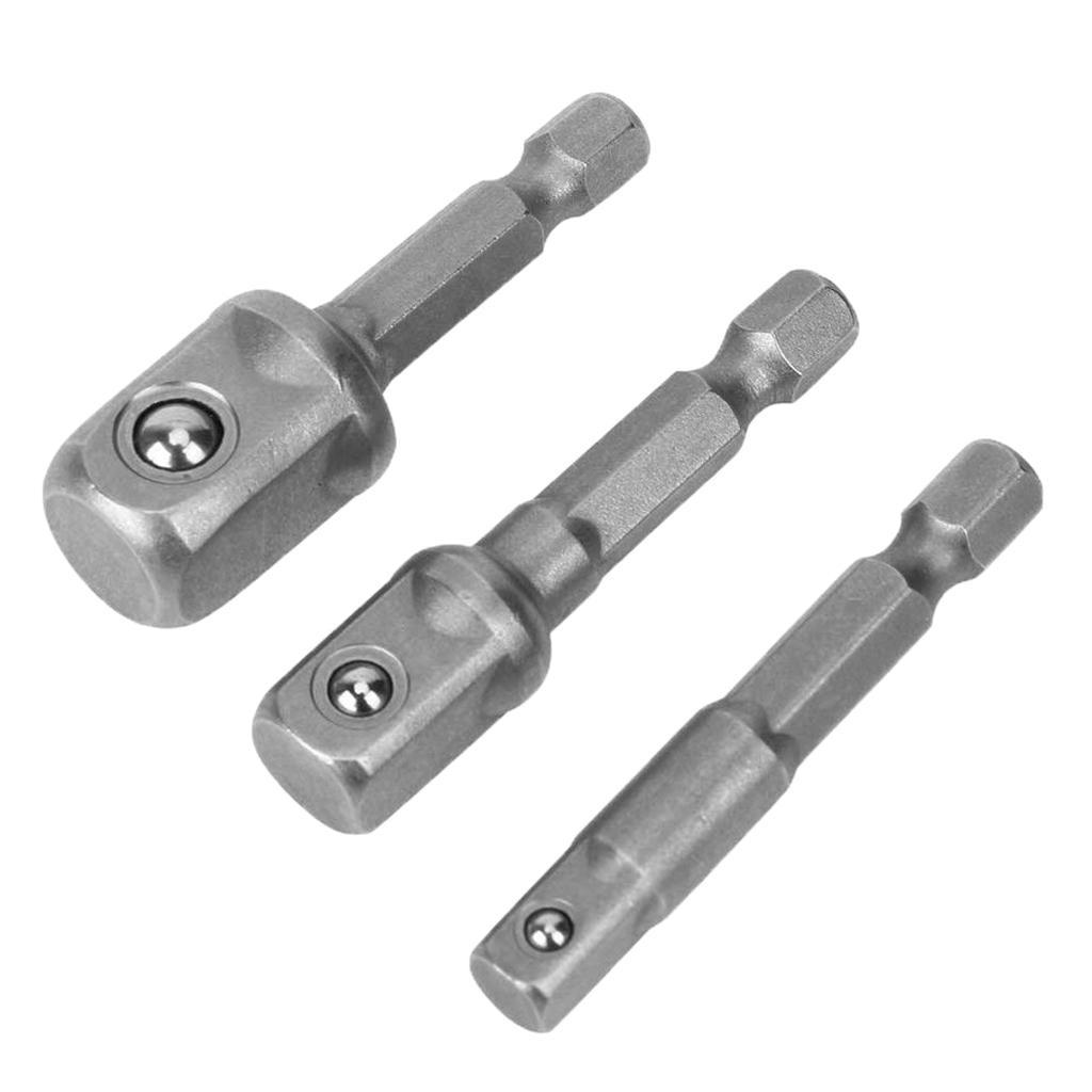 3x 1/2" 3/8" 1/4" Socket Bit Adapter Hex Bits Sleeve Conversion Extension Bar