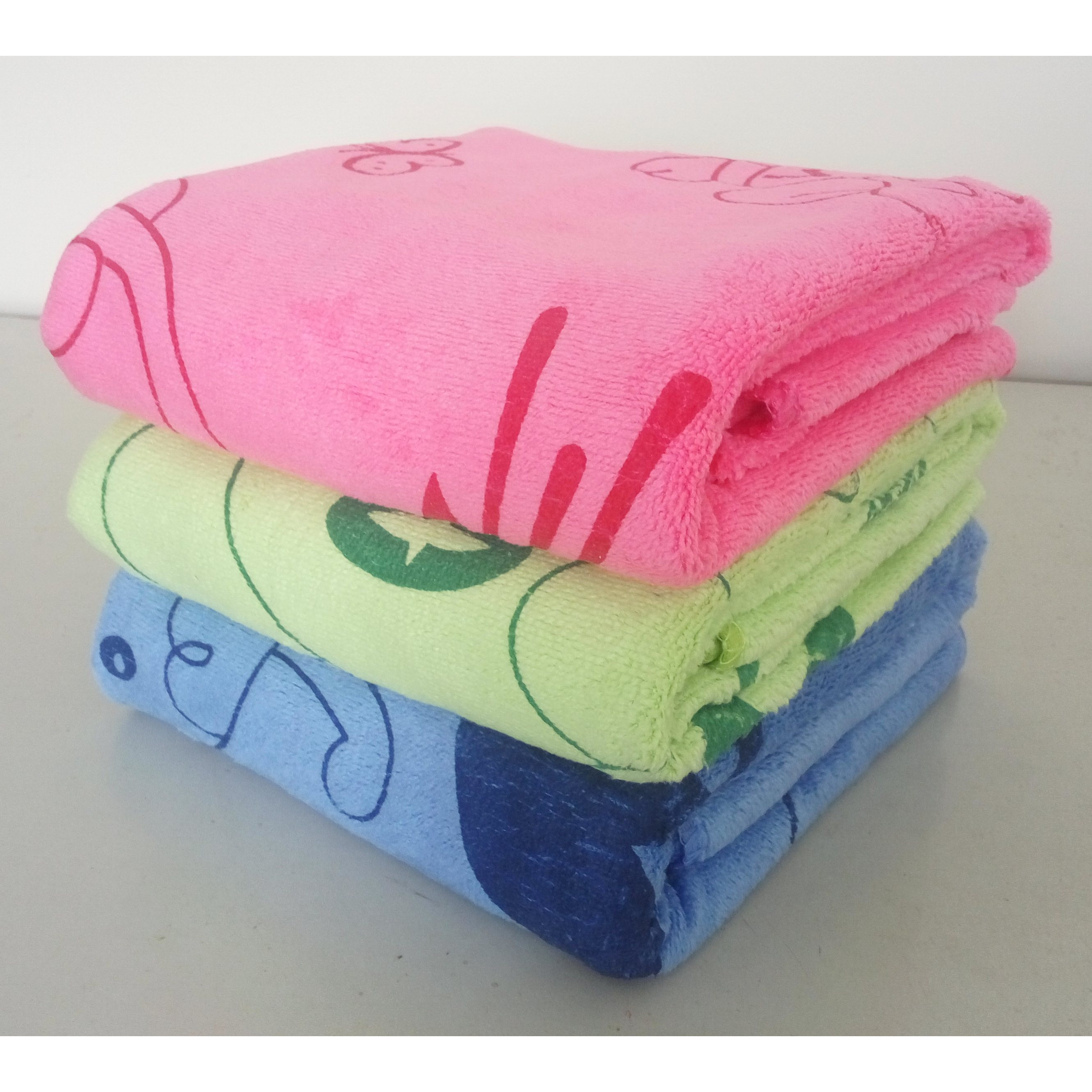 Bộ 3 khăn tắm dày đẹp in hình ngộ nghĩnh KT 50x100cm (Giao nhiều màu)