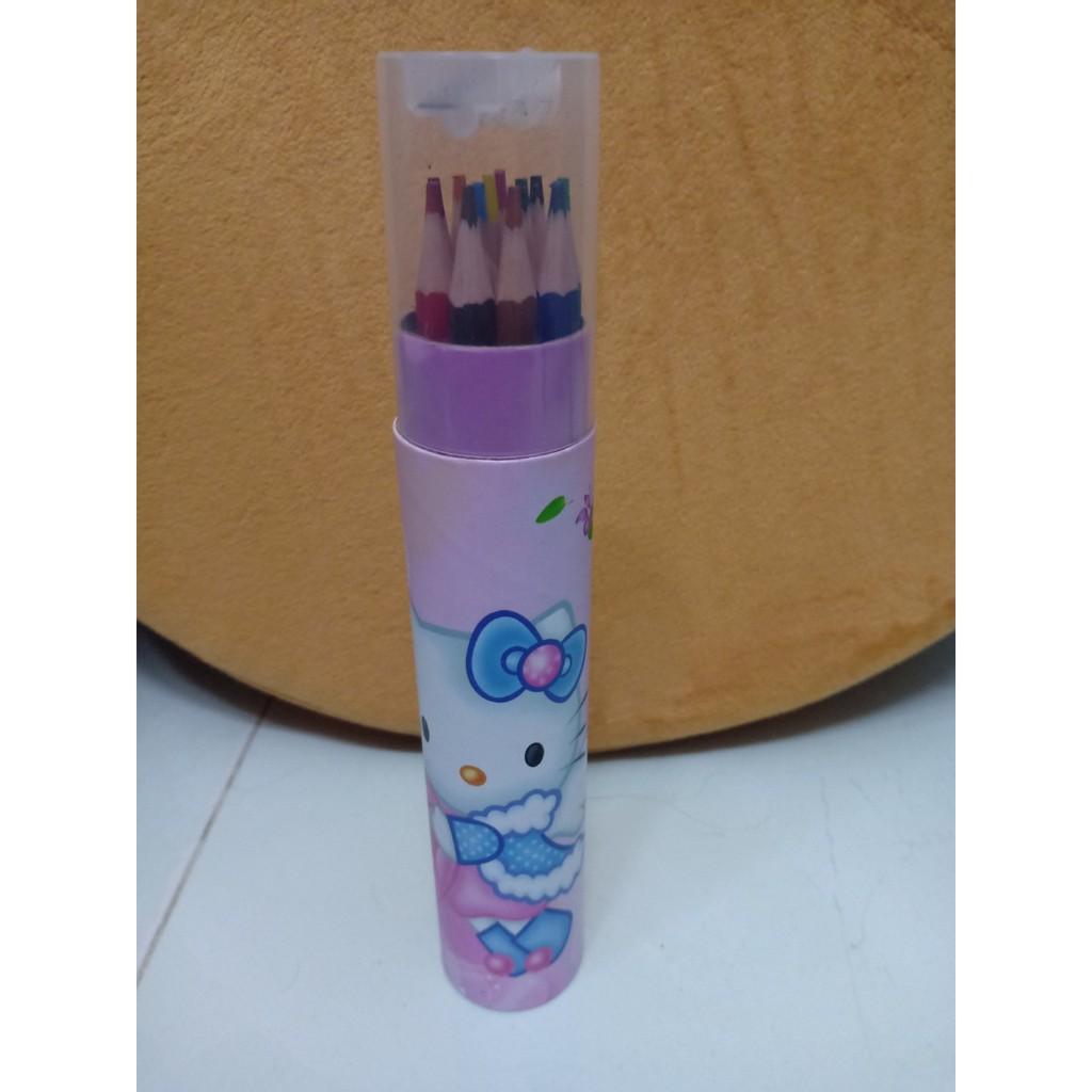 Bút chì màu hoạt hình - ống 12 màu (nắp kèm chuốt)