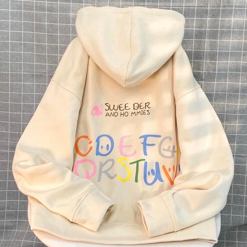Áo Khoác Hoodie Zip ABC Form Rộng Oversize Unisex Vải Nỉ