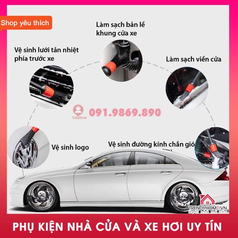 Bộ 5 cọ tròn rửa xe , chổi vệ sinh nội thất ô tô đa năng 5 kích thước Cửa hàng nội ngoại thất ô tô Trendy Car