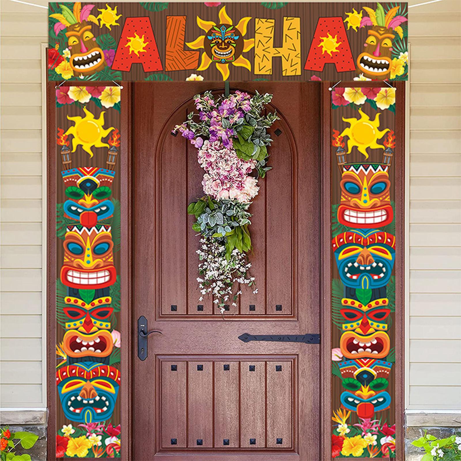 Door Banner Party Jungle Background Backdrop for Hawaiian Birthday Door