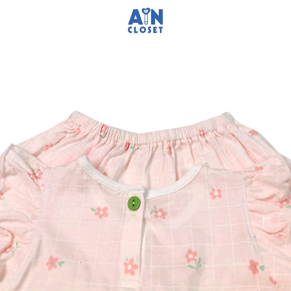 Bộ quần áo ngắn bé gái họa tiết hoa Hải đằng hồng quần váy thun giấy - AICDBGF0GHFB - AIN Closet