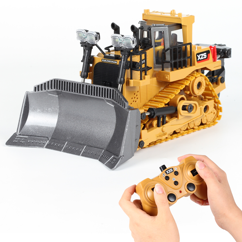 Xe ủi đất kim loại điều khiển từ xa 9 kênh BC1031 đồ chơi trẻ em 9 Channel Alloy Bulldozer / Xe công trình điều khiển từ xa cao cấp