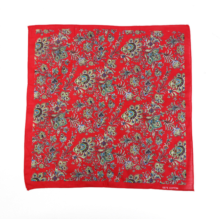 Khăn Bandana phong cách Vintage dễ thương 54x54cm - BDN06.3 hoa tulip đỏ