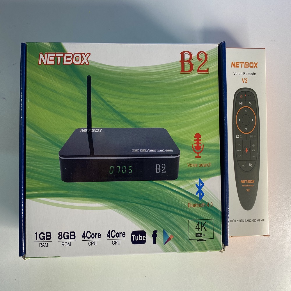 Android Tivi Box NETBOX B2 Ram 1Gb Rom 8Gb 4K UltraHD TẶNG KÈM ĐIỀU KHIỂN GIỌNG NÓI NETBOX V2 - Hàng Chính Hãng