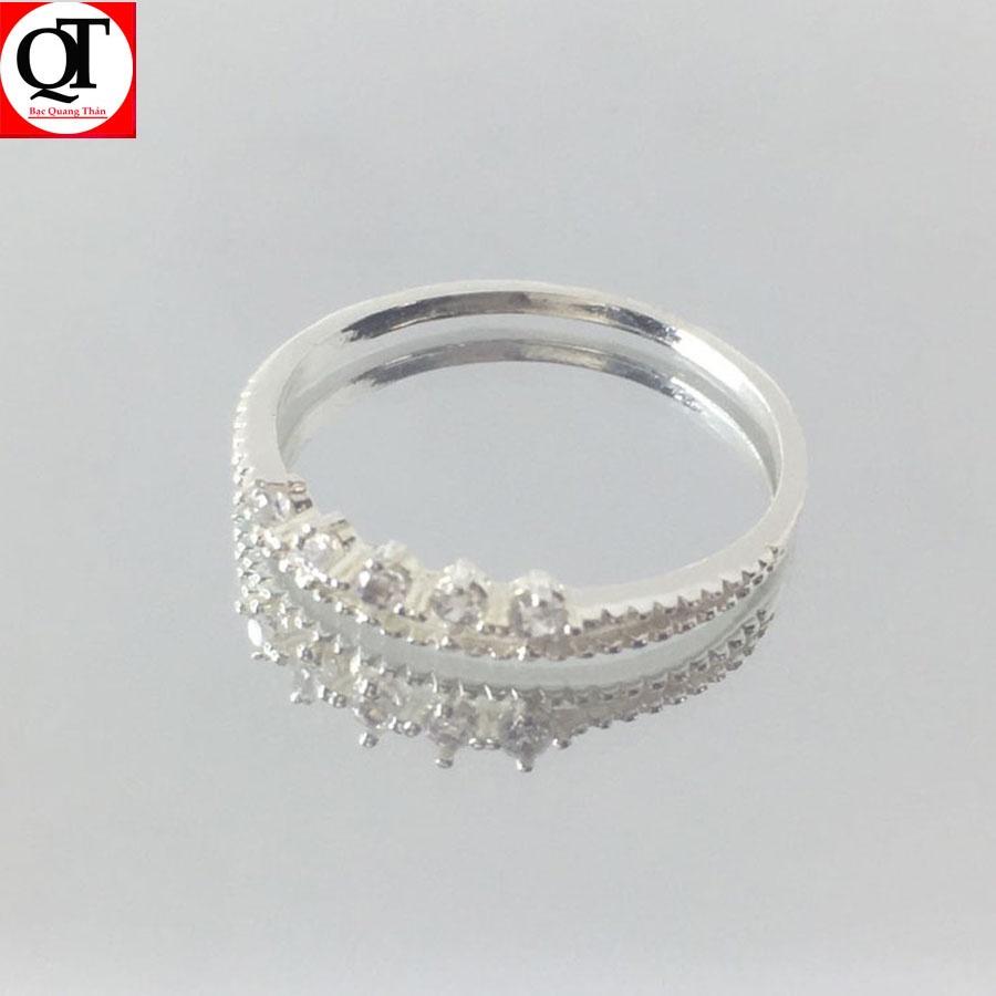 Nhẫn nữ thời trang gắn đá rico cao cấp chất liệu bạc ta trang sức Bạc Quang Thản – QTNU87