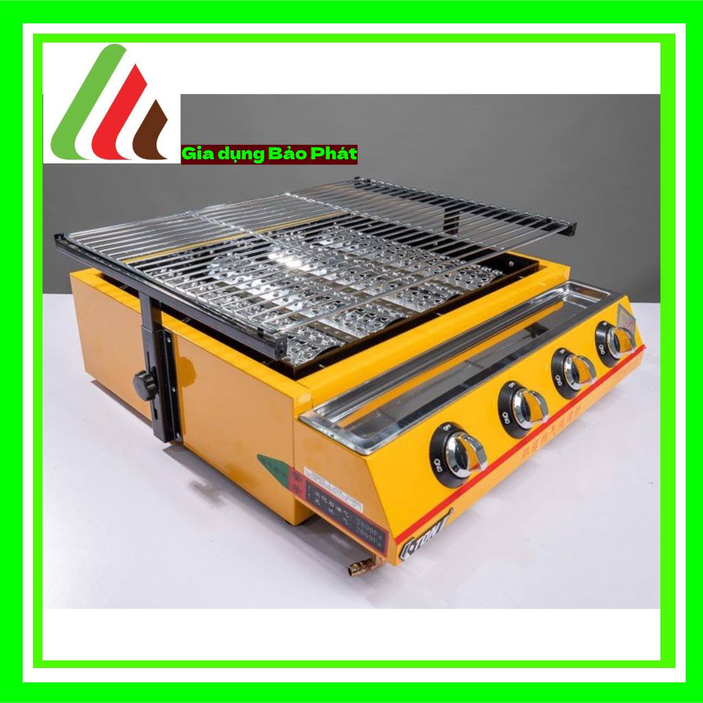 Bếp nướng gas BBQ ETON K255 4 họng đốt dài nướng hải sản, nướng thịt, nướng cá cho gia đình quán ăn nhà hàng